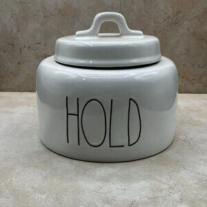 Rae Dunn Ceramic Hold Canister w/ Lid Magenta "Hold" Pet Treats / Food Storage